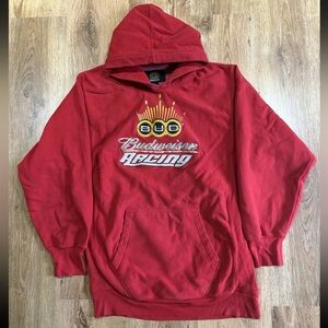 Budweiser Racing Red Hoodie with Gold Logo Accent